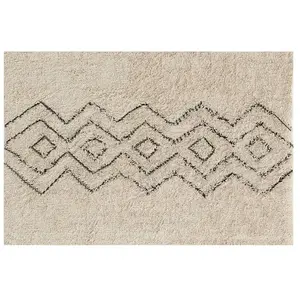 Aubry Gaspard - Tapis en coton naturel et noir 60 x 90 cm Graphique pas cher