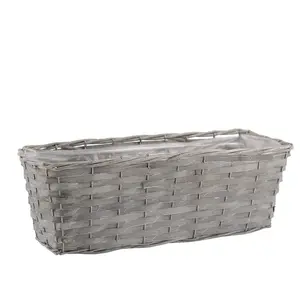 Aubry Gaspard Jardinière en osier gris clair 40 cm pas cher