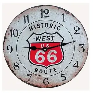 AUBRY GASPARD Pendule en bois vieilli Route 66 pas cher