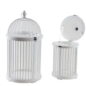AUBRY GASPARD - Cages en bois et métal blanches (Lot de 2) pas cher