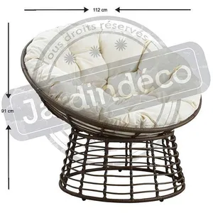 AUBRY GASPARD Fauteuil Papasan en polyrésine et acier Ecru & ChocolatVendu paramazon