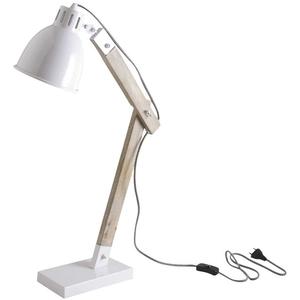 Aubry Gaspard - Lampe de bureau en métal blanc et bois pas cher
