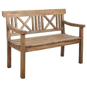 AUBRY GASPARD Banc de jardin - Bois naturel - 2 places - Meuble de jardin