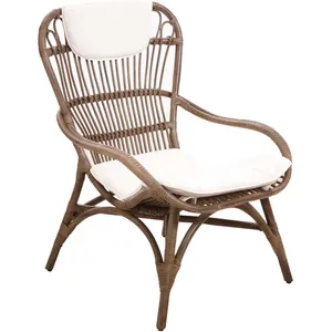 AUBRY GASPARD Fauteuil en rotin gris vintage