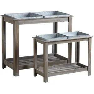 Aubry Gaspard - Potager surélevé en bois et métal (Lot de 2) pas cher