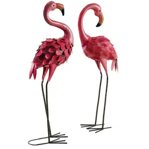 AUBRY GASPARD Flamant Rose En Métal Laqué Mat (Lot De 2) pas cher