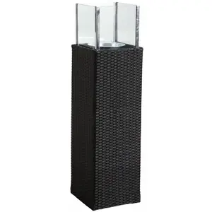 AUBRY GASPARD Photophore D'extérieur Noir En Résine Et Verre Hauteur 115 Cm