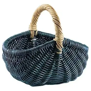 AUBRY GASPARD Panier rotin bleu et poelet d40x32 pas cher