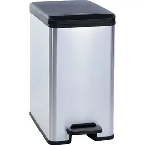 Comparateur de prix : CURVER Poubelle à pédale 25L Slim aspect métal