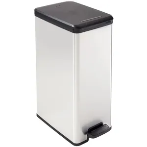 Comparateur de prix : CURVER Poubelle à pédale 40L Slim aspect métal