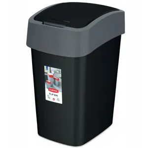 Comparateur de prix : Poubelle Flip Bin 45L, Noir / Argent, Inside Refuse, 29,4x37,6x65,3 cm - Curver