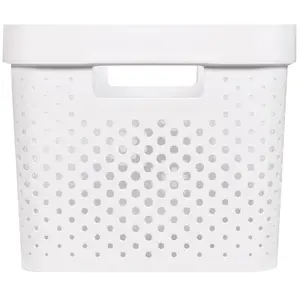 Comparateur de prix : Curver Infinity Recycled Box 17l Dots Blanc35.5x26.2xh21.9cm (lot de 5)