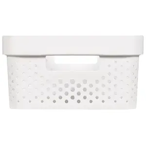 Comparateur de prix : CURVER Bac Infinity 11L Dots - Plastique recyclé - Blanc