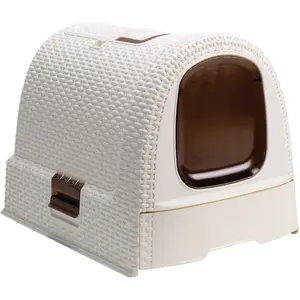 Comparateur de prix : Maison De Toilette Fermée Pour Les Chats Curver Plastic D Blanc