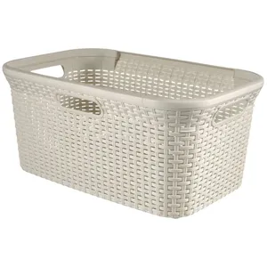 Comparateur de prix : CURVER Panier à linge aspect rotin 45 L ivoire