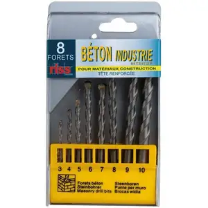 Forets 3 a 10 mm beton industrie coffret de 8 pieces riss pas cher