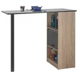 SIMMOB Meuble rangement de cuisine chêne avec table - coloris: noir LUCKY131CNN