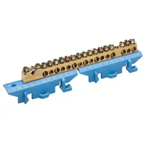 Hager - Borne en laiton 1x25² 8x10² 8x16² avec base de montage Couleur bleu KM17N pas cher