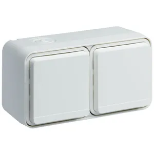 Cubyko Prise double horizontale 2P+T saillie blanc IP55 Hager WNC122B pas cher