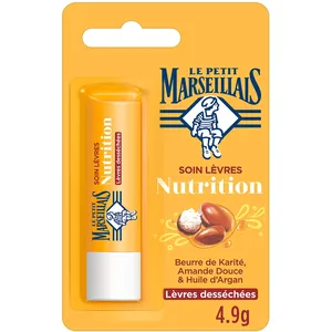 Comparateur de prix : Le Petit Marseillais | Soin Lèvres Nutrition Lèvres Desséchées (tube de 4,9 g)   Baume à lèvres au beurre de karité, amande douce et huile d'argan   Stick à lèvres nourrissant