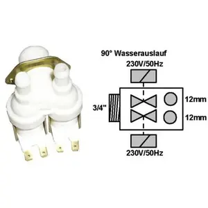 ELECTROVANNE 2VOIES 90° 10MM pour LAVE LINGE BRANDT - 55X8393 pas cher