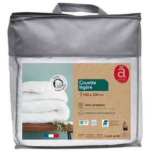 ACTUEL Couette légère en microfibre 100% polyester recyclé anti acariens 200g/m² blanc 140x200 cmVendu parauchan