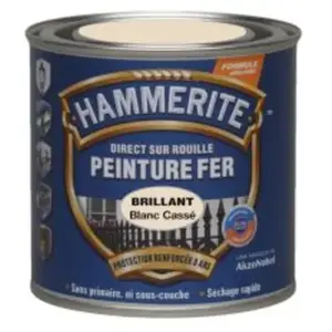 Peinture fer Direct sur Rouille Blanc cassé brillant 0,25L HAMMERITE