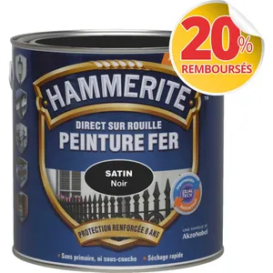 Peinture extérieure métal direct sur rouille Hammerite satin noir 2,5LVendu parrakuten