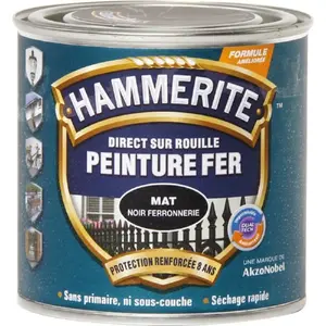 Comparateur de prix : JULIEN Peinture direct sur rouille martelée noir ferronnerie 250 ml Hammerite