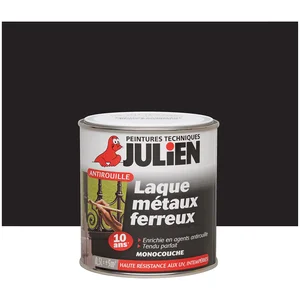 Peinture anti-rouille - JULIEN - Noir satiné - 0.5 L - Finition satinée - Monocouche