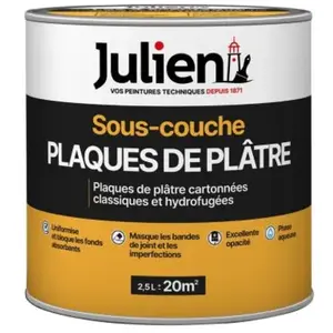 Comparateur de prix : Sous-Couche Pour Plaques De Plâtre Cartonnées - aspect Mat Blanc 2,5L Julien