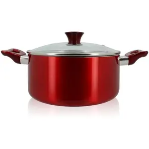 Comparateur de prix : MENASTYL FAITOUT 24CM AVEC COUVERCLE VERRE CERISE INDUCTION