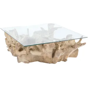 Comparateur de prix : Now's Home Table basse en teck avec plateau en verre
