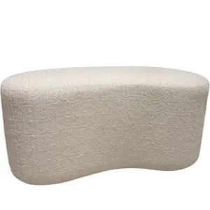 Comparateur de prix : Now's Home Banc en bouclette blanche et structure en bois