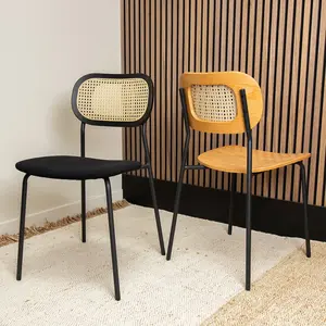 Now's Home Lot de 2 chaises en bois naturel et pieds en métal noir pas cher