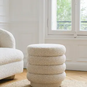 Comparateur de prix : Now's Home Pouf pivotant tissu en bouclette beige