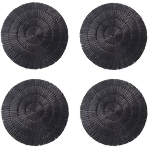 Comparateur de prix : Now's Home Lot de 4 set de table en raphia noir 38cm