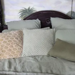 Now's Home Coussin en coton gaufré vert 45cm pas cher