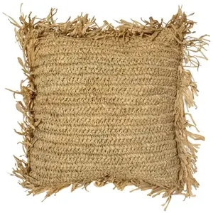 Comparateur de prix : Now's Home Coussin en raphia avec franges 40cm
