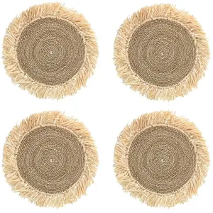 Comparateur de prix : Now's home - 4 Sets de table Oasa en raffia beige/blanc - D.18.5x46 cm T.U