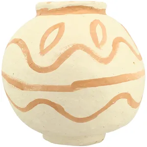 Now's Home Vase boule en papier maché écru et terracotta