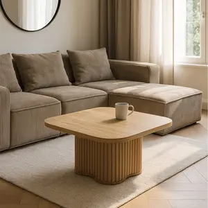 Table basse carré avec pied de forme organique 80cm pas cher