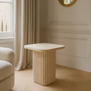 Table d'appoint carré effet travertin 40cm pas cher