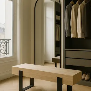 Now's Home Banc en bois et pieds en métal noir pas cher