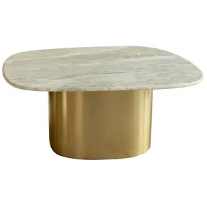 Comparateur de prix : NOW'S HOME Table basse en marbre gris et pied en métal doré FEDJE TU