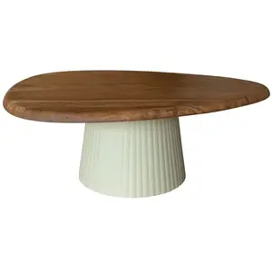 NOW'S HOME Table basse en bois d'acacia et pied en métal écru MALMO TU pas cher
