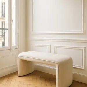 Comparateur de prix : Now's Home Banc en tissu bouclette beige et structure en bois