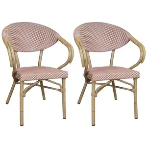 Now's Home Lot de 2 fauteuils de table en textilène rouge pas cher