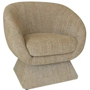 Fauteuil pivotant en tissu tweed ocre chiné pas cher