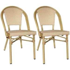 Now's Home Lot de 2 fauteuils de table beige et structure en aluminium pas cher